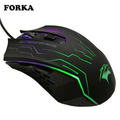 Mouse pentru jocuri cu fir cu USB FORKA Click silențios 6 butoane 3200DPI Mouse optic pentru computer Mouse pentru jocuri pentru PC, laptop, notebook, joc