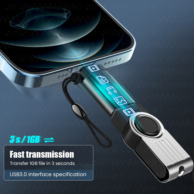 USB 3.0–8 tűs OTG-adapter iPhone 13-hoz kulcstartóval iOS 13-hoz 14 A rendszer felett Adatszinkronizálás OTG-adapter-átalakító egérhez