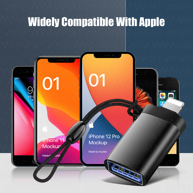 USB 3.0–8 tűs OTG-adapter iPhone 13-hoz kulcstartóval iOS 13-hoz 14 A rendszer felett Adatszinkronizálás OTG-adapter-átalakító egérhez