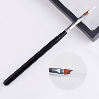 1 PC Πινέλο νυχιών γαλλικής μύτης Μαύρη λαβή Ακρυλική ζωγραφική σε σχήμα Half Moon Σχέδιο στυλό Εργαλείο Nail Art Βούρτσα για βερνίκι νυχιών
