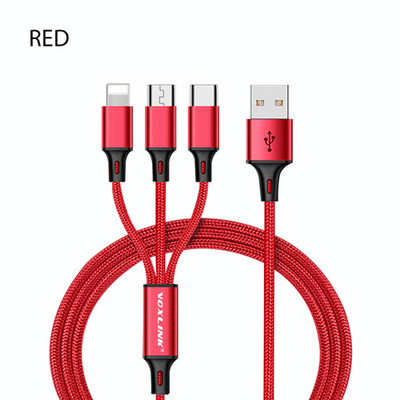 VOXLINK USB kabel za punjenje 3 u 1 Micro USB Type C Kabel za punjenje s više priključaka za Samsung Xiaomi Huawei Apple Lightning Wire kabel