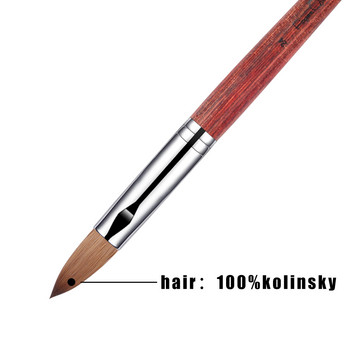 Червена дървена дръжка Kolinsky Акрилна четка за нокти за ноктопластика Четка за рисуване на гел за удължаване Четки за нокти Писалка за маникюр Инструменти за ноктопластика