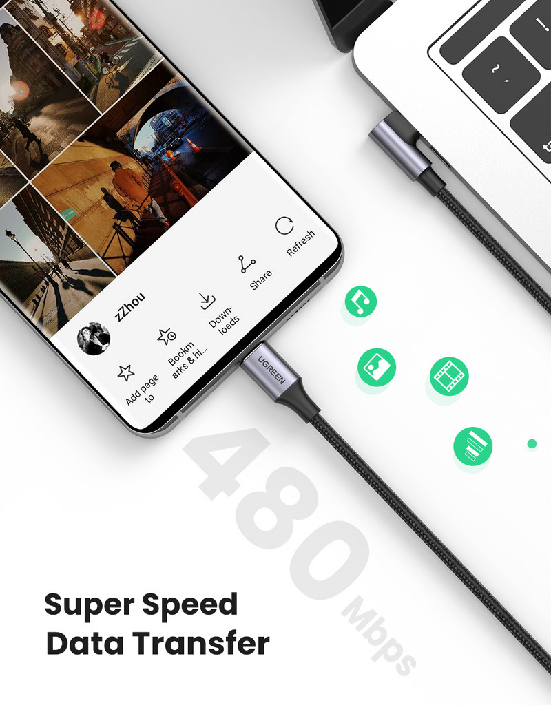 UGREEN PD 100W USB C na USB C kabel za punjenje za Samsung S10 S20 MacBook Pro iPad 2020 Quick Charger 4.0 PD kabel za brzo punjenje