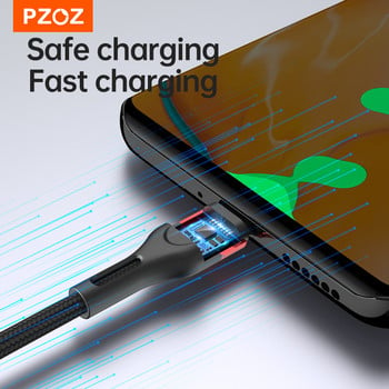 PZOZ 66W 6A Supercharge 100W USB Type C кабел за Huawei P40 Pro Mate 30 P30 Pro PD Бързо зареждане Зарядно устройство Кабел USB-C кабел