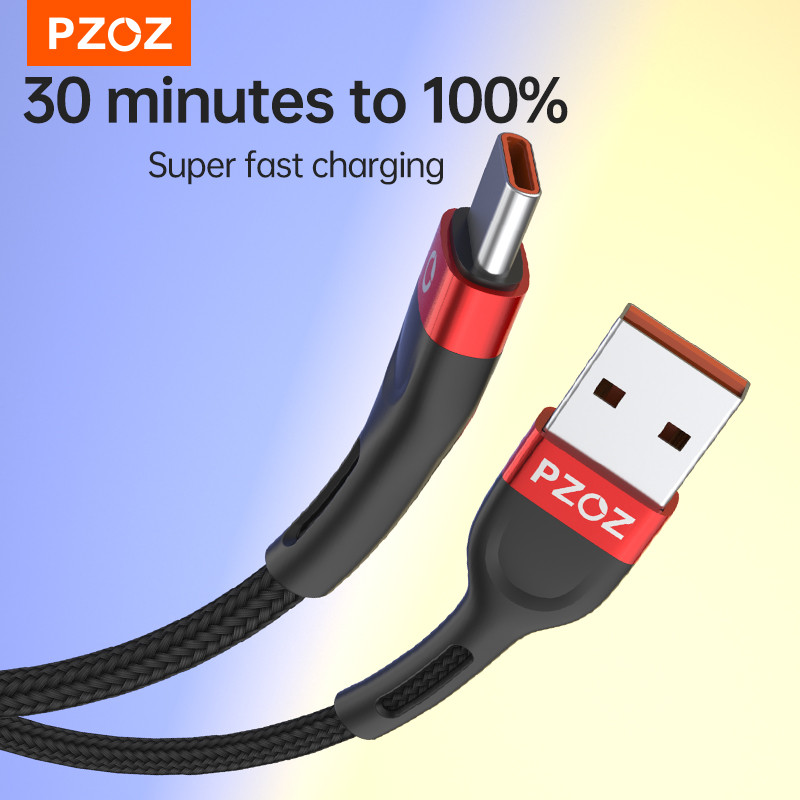 Καλώδιο USB τύπου C PZOZ 66W 6A Supercharge 100W για Huawei P40 Pro Mate 30 P30 Pro PD Φορτιστής γρήγορης φόρτισης Καλώδιο καλώδιο USB-C