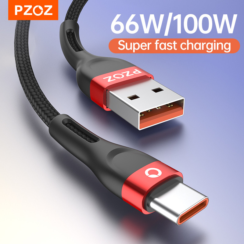 Καλώδιο USB τύπου C PZOZ 66W 6A Supercharge 100W για Huawei P40 Pro Mate 30 P30 Pro PD Φορτιστής γρήγορης φόρτισης Καλώδιο καλώδιο USB-C