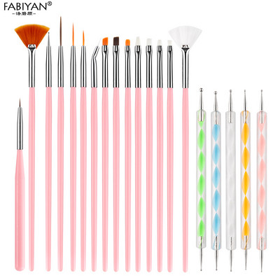 8/20kom Nail Art Kist Dizajn Tip Slikanje Crtanje Rezbarenje Dotting Pen FlatFan Liner Akrilni gel UV lak Alat Manikura