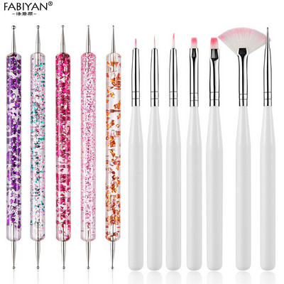 8/20kom Nail Art Kist Dizajn Tip Slikanje Crtanje Rezbarenje Dotting Pen FlatFan Liner Akrilni gel UV lak Alat Manikura