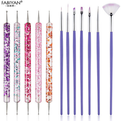 8/20kom Nail Art Kist Dizajn Tip Slikanje Crtanje Rezbarenje Dotting Pen FlatFan Liner Akrilni gel UV lak Alat Manikura
