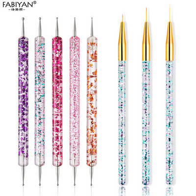 8/20kom Nail Art Kist Dizajn Tip Slikanje Crtanje Rezbarenje Dotting Pen FlatFan Liner Akrilni gel UV lak Alat Manikura
