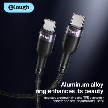 Elough USB C към USB Type C кабел PD 100W QC 4.0/3.0 Бързо зареждане за MacBook Pro iPad Samsung Glaxry Tab Xiaomi кабел за зареждане