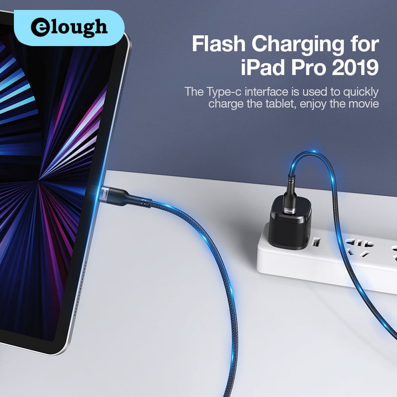 Elough USB C σε USB Type C Καλώδιο PD 100W QC 4.0/3.0 Γρήγορη φόρτιση για MacBook Pro iPad Καλώδιο φόρτισης Samsung Glaxry Tab Xiaomi