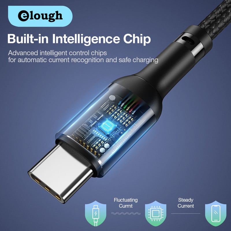 Elough USB C σε USB Type C Καλώδιο PD 100W QC 4.0/3.0 Γρήγορη φόρτιση για MacBook Pro iPad Καλώδιο φόρτισης Samsung Glaxry Tab Xiaomi