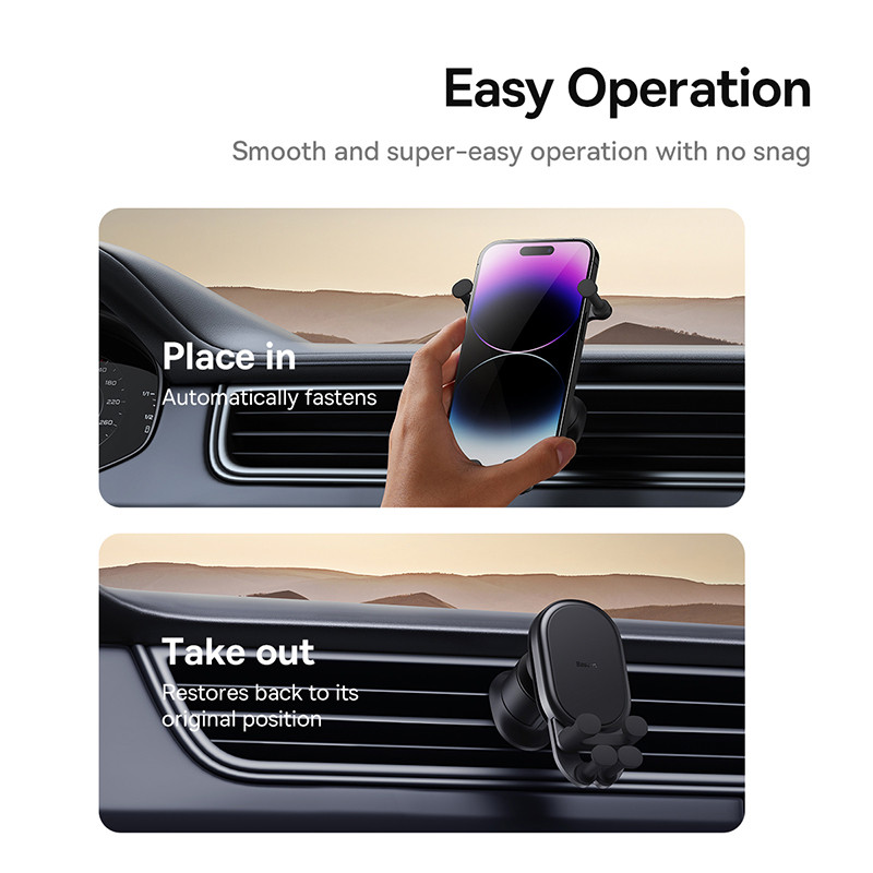 Baseus držač za telefon u automobilu Gravity Auto Restorable in Car Air Vent Silikonski stalak za iPhone 14 Xiaomi Samsung Car Mobile Support