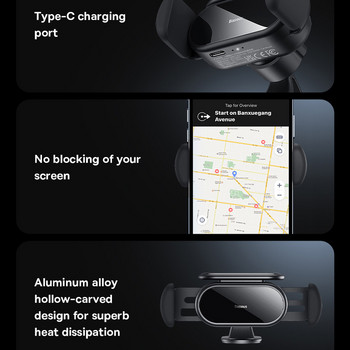 Държач за телефон Baseus в кола, електрическа, автоматична затягаща се стойка за мобилен телефон за кола, GPS, стойка за кола, слънчева батерия за iPhone Xiaomi Samsung