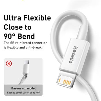 Baseus USB кабел за iPhone Кабел 11 12 Pro Max Xs Xr X SE 8 7 6 Plus 6s Кабел за данни Кабел за бързо зареждане Кабел за iPad Air mini 4