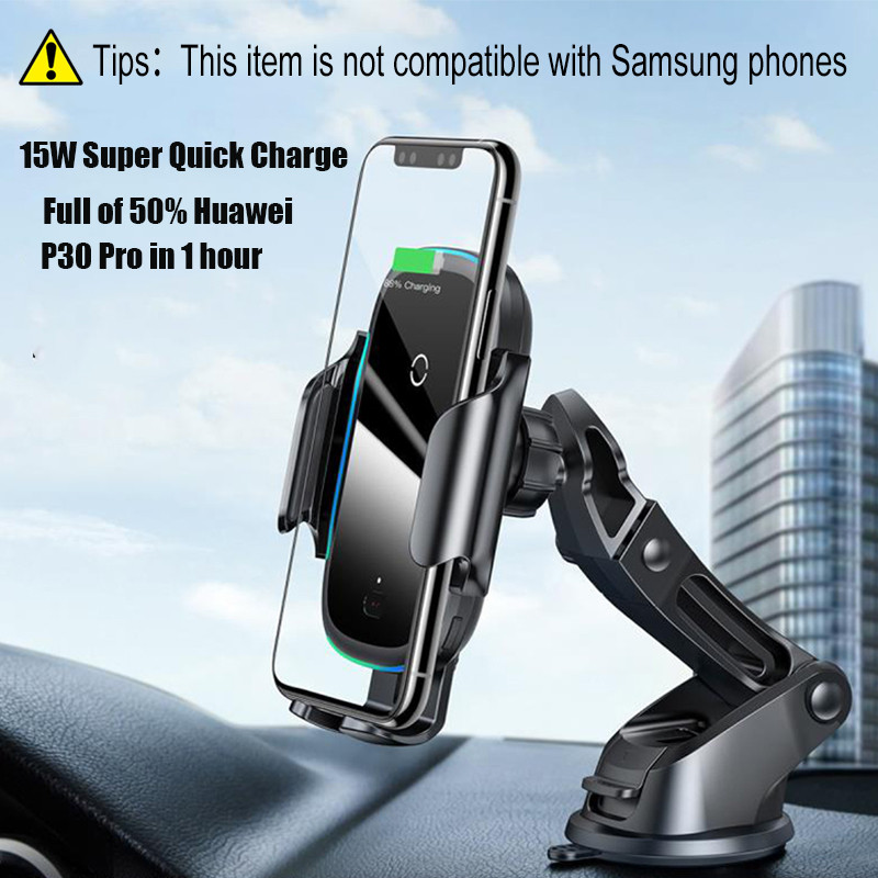 Încărcător fără fir pentru mașină Baseus 15W Qi Mod dublu Suport de mașină pentru încărcare rapidă fără fir cu infraroșu inteligent pentru suport de telefon pentru mașină cu aer