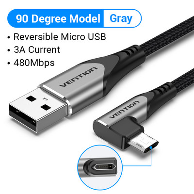 Vention 3A obojstranný kábel Micro USB Nylon s rýchlym nabíjaním pre Samsung Xiaomi HTC LG USB nabíjačka dátový kábel kábel mobilného telefónu