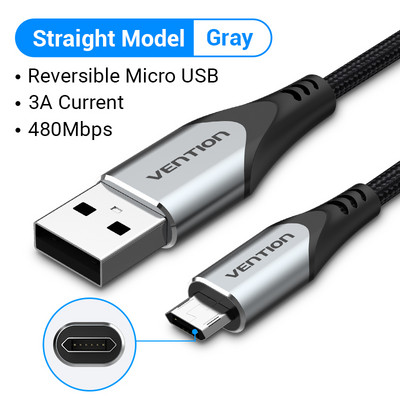 Vention 3A obojstranný kábel Micro USB Nylon s rýchlym nabíjaním pre Samsung Xiaomi HTC LG USB nabíjačka dátový kábel kábel mobilného telefónu
