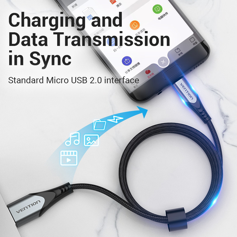 Vention 3A obojstranný kábel Micro USB Nylon s rýchlym nabíjaním pre Samsung Xiaomi HTC LG USB nabíjačka dátový kábel kábel mobilného telefónu