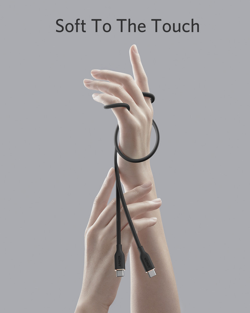 Anker Powerline III Flow, USB C σε USB C καλώδιο 100W 3ft, USB 2.0 Type C Καλώδιο φόρτισης Γρήγορη φόρτιση για MacBook Pro 2020