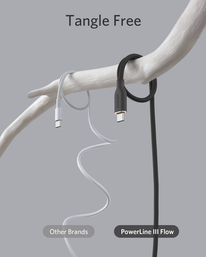 Anker Powerline III Flow, USB C σε USB C καλώδιο 100W 3ft, USB 2.0 Type C Καλώδιο φόρτισης Γρήγορη φόρτιση για MacBook Pro 2020