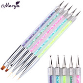 Monja 5 buc/set Dual End Nail Art Dotting Pen Liner acrilic pentru desen Perie cu flori Strass Cristal UV Gel pentru pictură Instrument de manichiură
