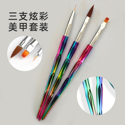 Crni kist za manikuru od 7 komada, ravna četka, čistač vrhova, generator prašine, akrilni UV gel lak, alat za produljenje noktiju