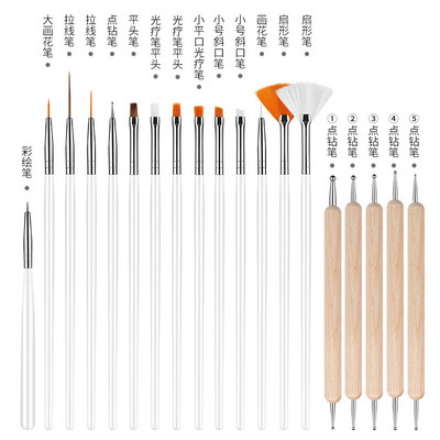 Crni kist za manikuru od 7 komada, ravna četka, čistač vrhova, generator prašine, akrilni UV gel lak, alat za produljenje noktiju