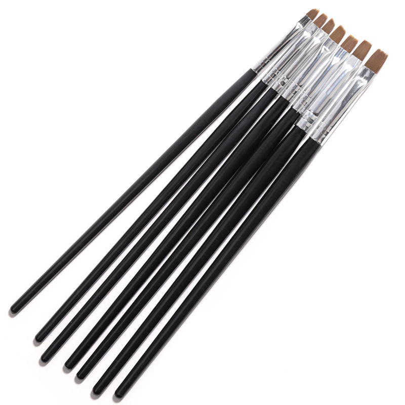 Crni kist za manikuru od 7 komada, ravna četka, čistač vrhova, generator prašine, akrilni UV gel lak, alat za produljenje noktiju