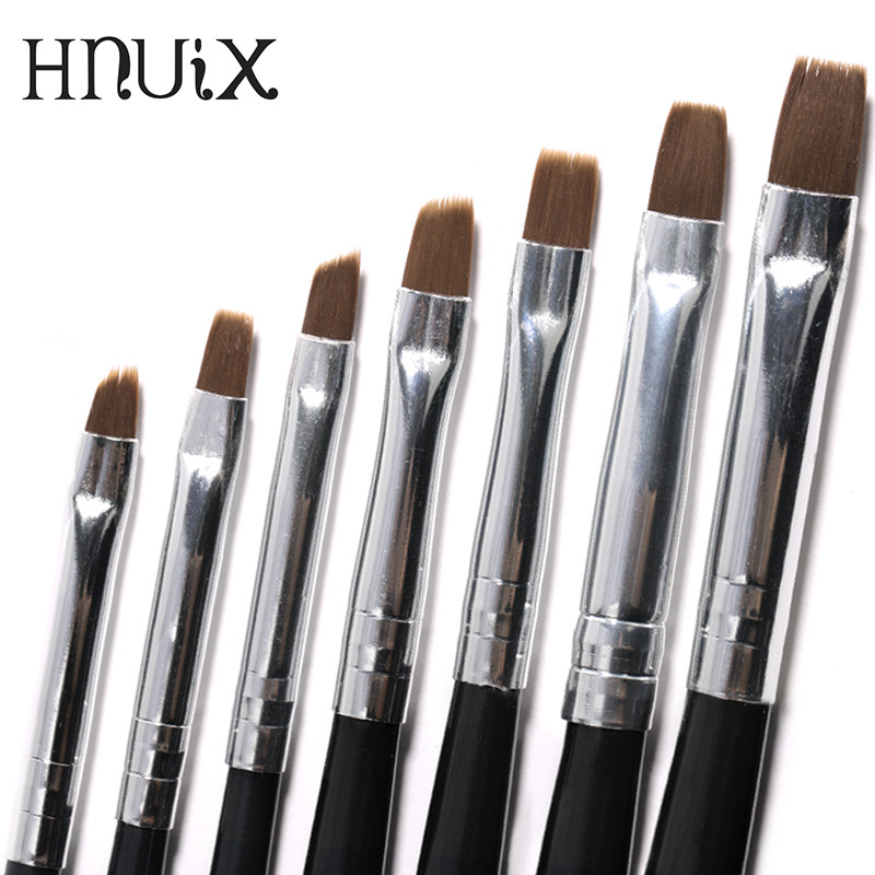 Crni kist za manikuru od 7 komada, ravna četka, čistač vrhova, generator prašine, akrilni UV gel lak, alat za produljenje noktiju