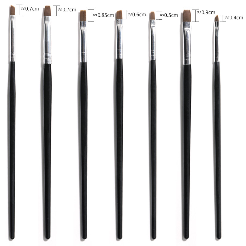 Crni kist za manikuru od 7 komada, ravna četka, čistač vrhova, generator prašine, akrilni UV gel lak, alat za produljenje noktiju