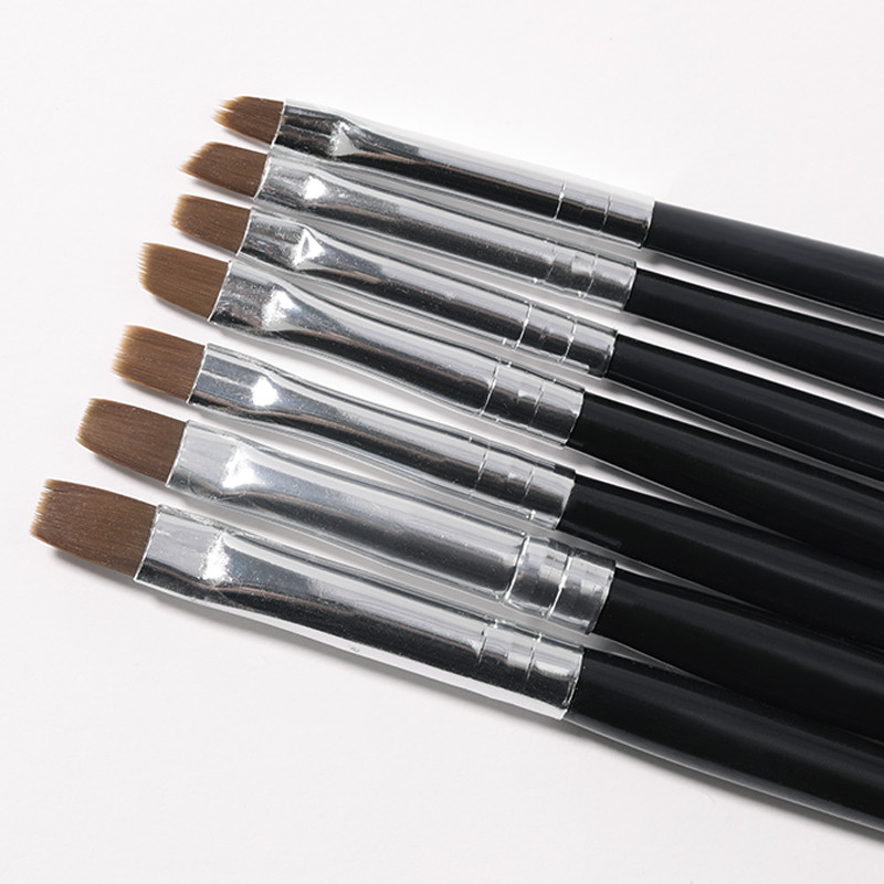 Crni kist za manikuru od 7 komada, ravna četka, čistač vrhova, generator prašine, akrilni UV gel lak, alat za produljenje noktiju