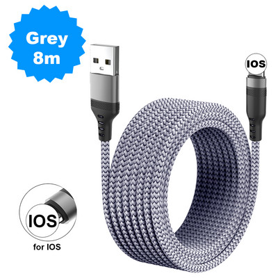 5m/8m eriti pikk laadimiskaabel iPhone'i IPad Airpodidele Samsung Huawei Xiaomi Switch SonyPS5 nailonist andmejuhtme juhtme laadija kaablid