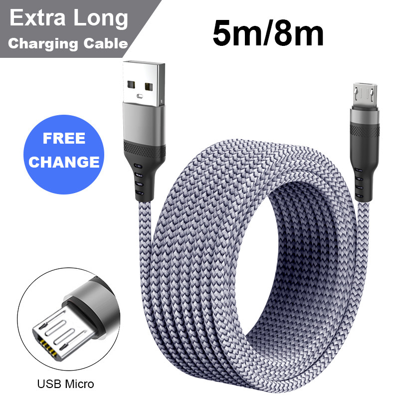 5m/8m eriti pikk laadimiskaabel iPhone'i IPad Airpodidele Samsung Huawei Xiaomi Switch SonyPS5 nailonist andmejuhtme juhtme laadija kaablid