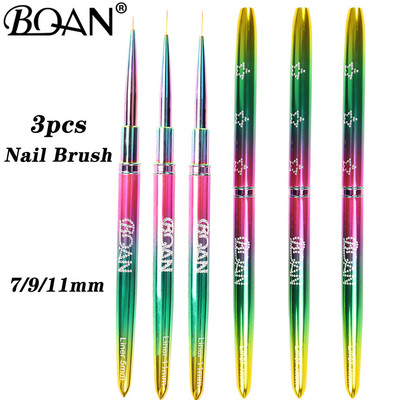 BQAN 3PCS Nail Art Liner Kist Četkica za geliranje Nokti Kist za slikanje gela za nokte Nail Art Design Brush Pen Set Olovka za crtanje za gel