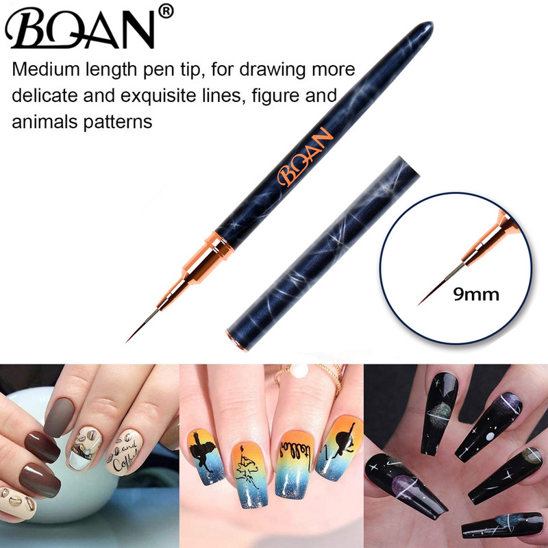 BQAN 3PCS Nail Art Liner Kist Četkica za geliranje Nokti Kist za slikanje gela za nokte Nail Art Design Brush Pen Set Olovka za crtanje za gel