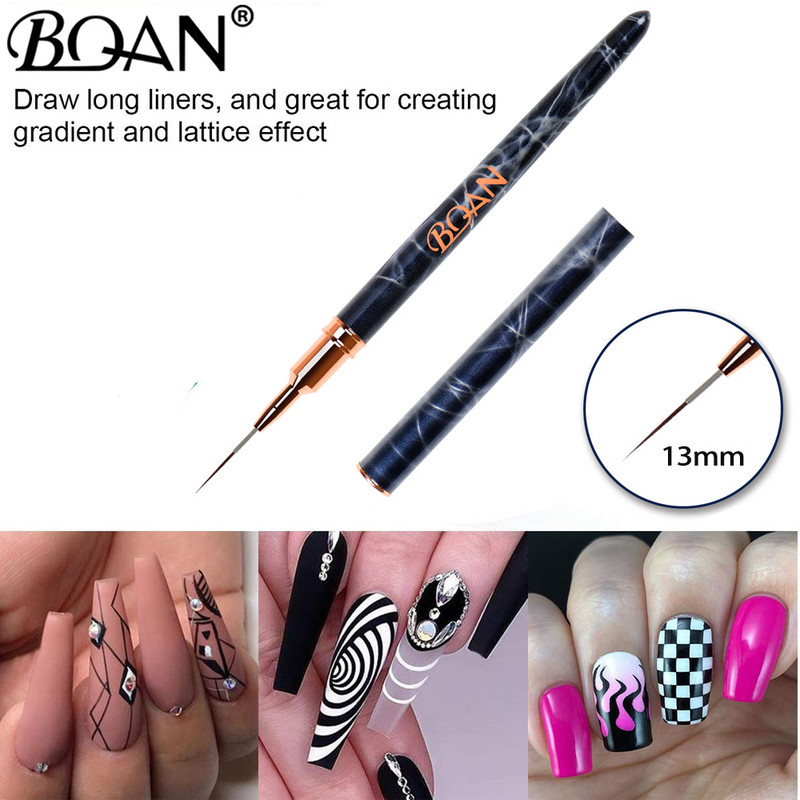 BQAN 3PCS Nail Art Liner Kist Četkica za geliranje Nokti Kist za slikanje gela za nokte Nail Art Design Brush Pen Set Olovka za crtanje za gel