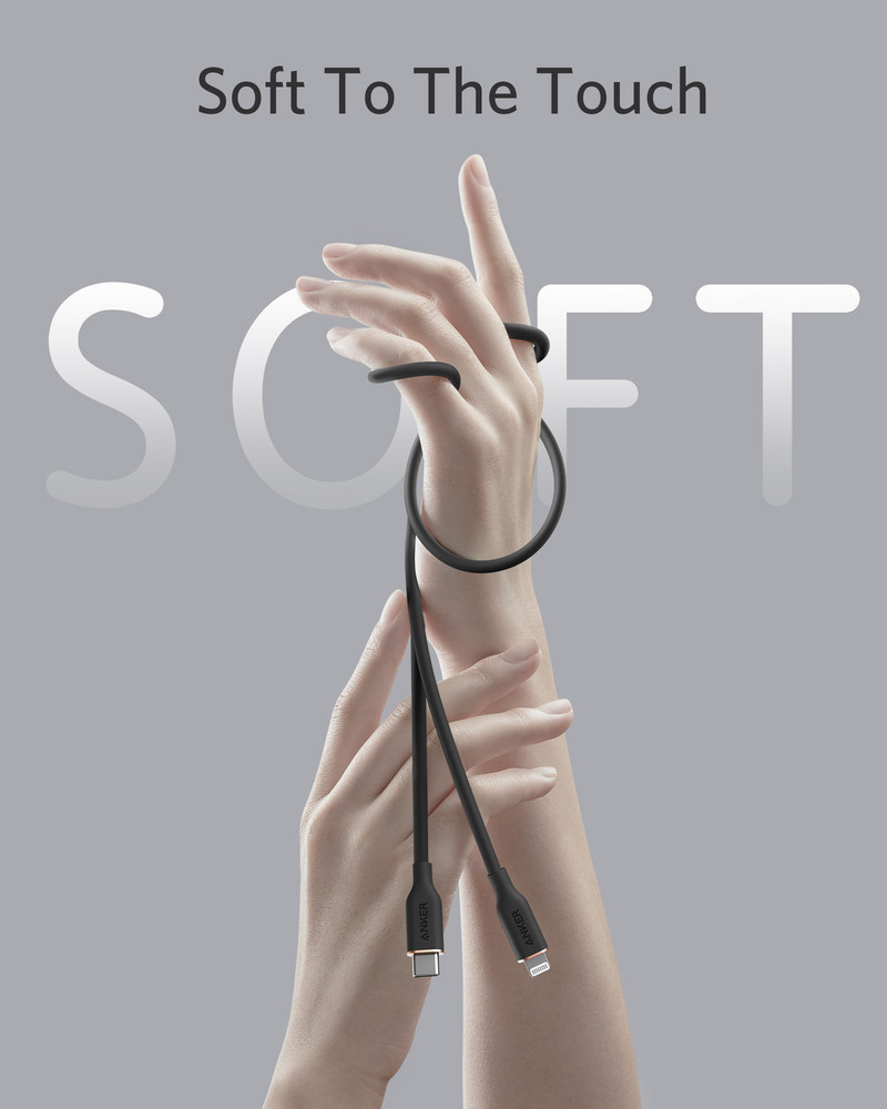 Anker USB C su Lightning Cable Powerline III Flow, skirta iPhone 11 12 Pro Max / 12/11 AirPods iPhone įkrovimo kabelio datos kabelis