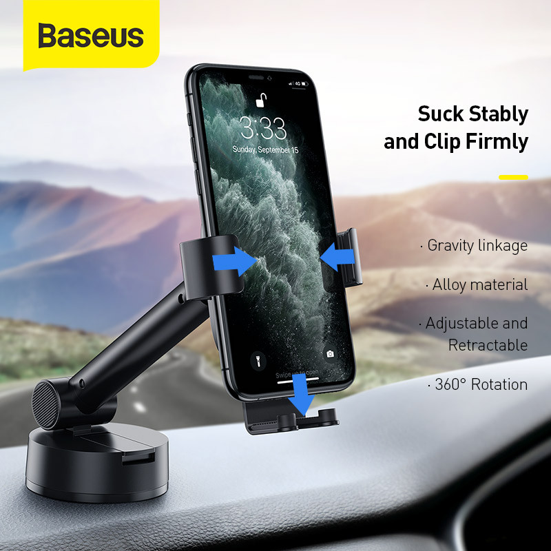 Baseus Gravity autós tartó szívótalppal, állítható univerzális autós telefonállvánnyal 4,7-6,5 hüvelykes mobiltelefonhoz iPhone-hoz