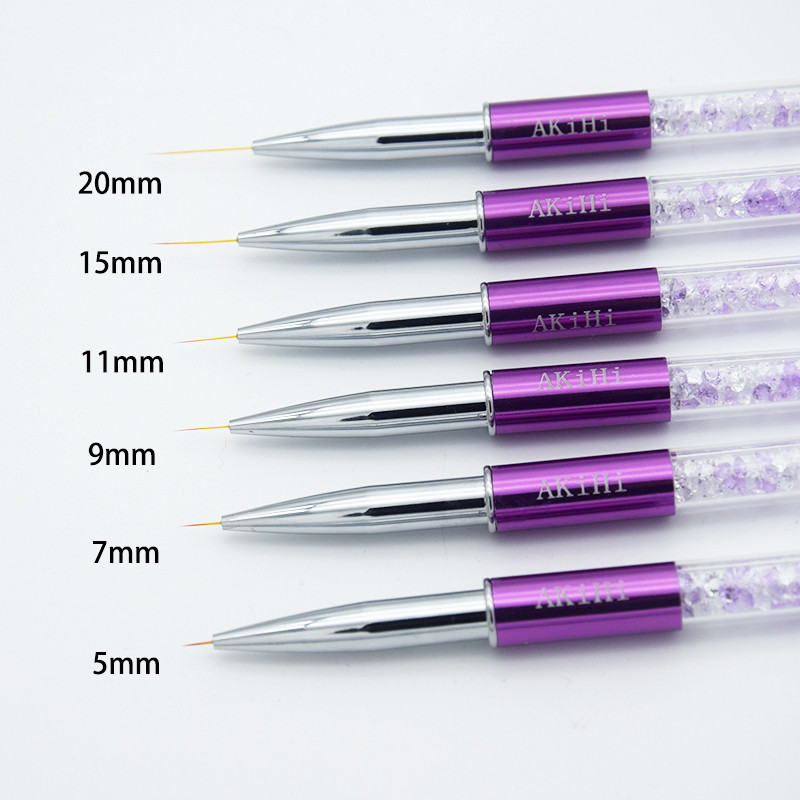 AKiHi 5-20mm Nail Art Line Festőecsetek Kristály Akril Vékony Bélés Rajztoll Manikűr Eszközök UV Gél