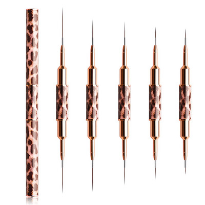 Πινέλα νυχιών Leopard Print Βούρτσα Διπλής κεφαλής Nail Art Liner Βούρτσα ρίγες Σχέδιο Ζωγραφική Βούρτσες σχεδίασης νυχιών Επιμήκεις λεπτομέρειες