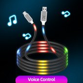 ANMONE Luminous Voice Control USB Cablu Tip C Micro USB Telefon Incarcator Cablu Incarcator Auto Cablu Accesorii Telefon