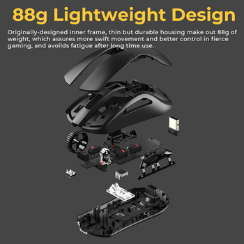 DAREU PC Gaming Mouse Tri-mode Connect Bluetooth Wired 2.4G Wireless Mice with Charging Base KBS Buttons Mous for Laptop Gamer