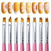 Arte Clavo 8 DB/Szett Nail Art Ecset Festés Virágos Köröm Szerszám Maincure Half Moon Shape Nail French Brush Mosolyszirom rajztoll