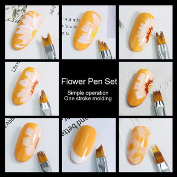 Arte Clavo 8PCS/Set Nail Art Brush Painting Flower Nail Tool Maincure Half Moon Shape Nail French Brushe Smile Petal Drawing Pen