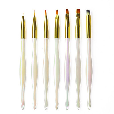 Arte Clavo 8 DB/Szett Nail Art Ecset Festés Virágos Köröm Szerszám Maincure Half Moon Shape Nail French Brush Mosolyszirom rajztoll