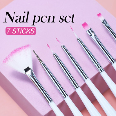 Arte Clavo 8 DB/Szett Nail Art Ecset Festés Virágos Köröm Szerszám Maincure Half Moon Shape Nail French Brush Mosolyszirom rajztoll