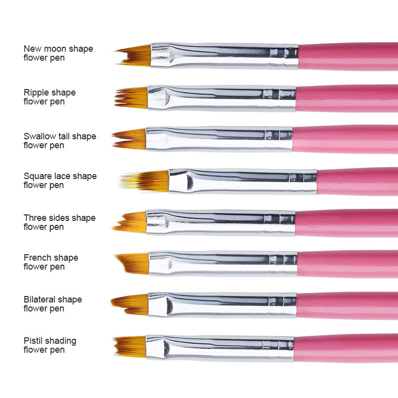 Arte Clavo 8 DB/Szett Nail Art Ecset Festés Virágos Köröm Szerszám Maincure Half Moon Shape Nail French Brush Mosolyszirom rajztoll
