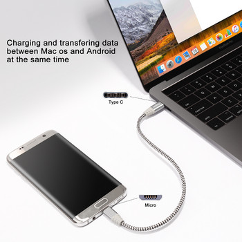 Fasgear USB C към Micro USB кабел Найлоново плетено зарядно устройство 3A USB кабел за мобилен телефон Samsung Xiaomi Redmi Huawei Кабел за зарядно устройство